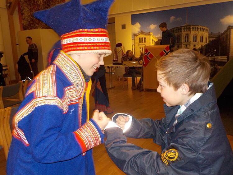 Sami demonstrant and police.